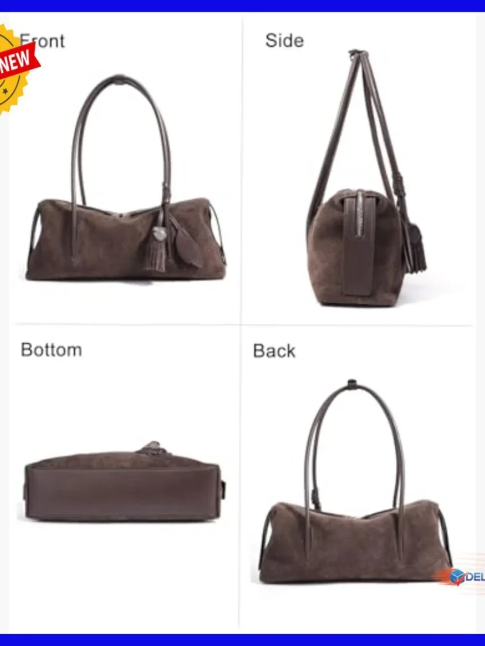 Genuine Suede Leather Hobo Bag, Lightweight Tote for Daily Commute